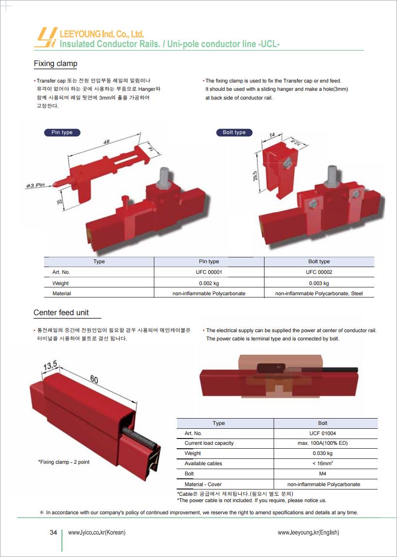 Công ty TNHH MTT Hàn Quốc RAY ĐIỆN UCL- POLE CONDUCTOR RAIL (UCL) 