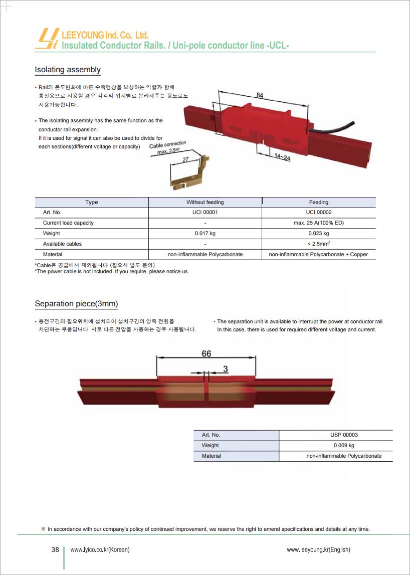 Công ty TNHH MTT Hàn Quốc RAY ĐIỆN UCL- POLE CONDUCTOR RAIL (UCL) 
