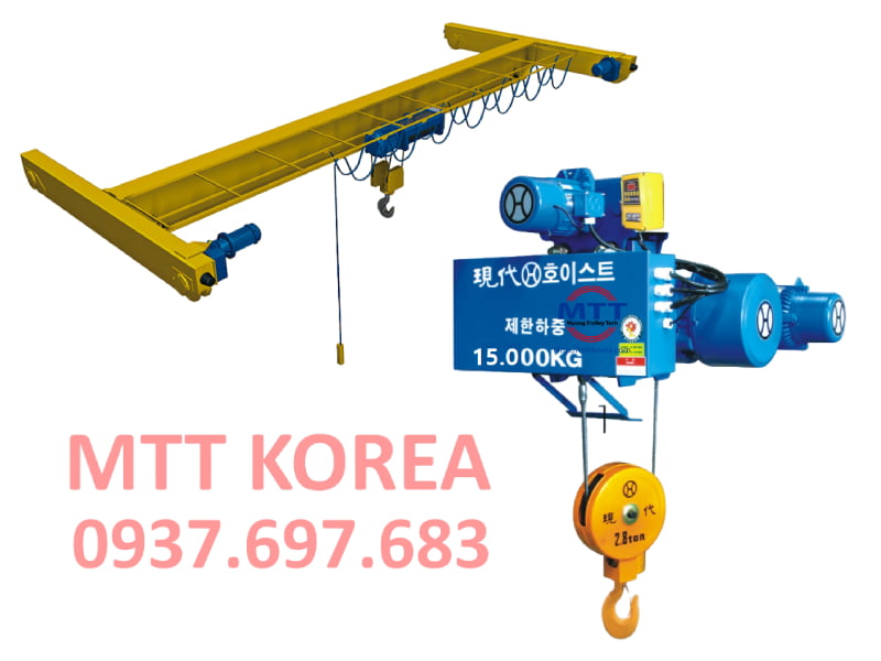 Công ty TNHH MTT Hàn Quốc Palang cáp dầm đơn 15 tấn Hyundai Công ty TNHH MTT Hàn Quốc Palang cáp dầm đơn 15 tấn Hyundai