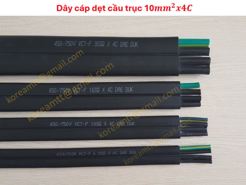 Cáp dẹt cầu trục 10mm²x 4 lõi