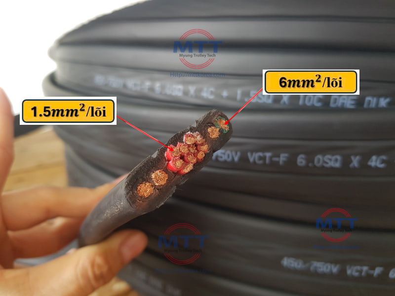 Công ty TNHH MTT Hàn Quốc Dây cáp dẹt 6SQx4C+1.5SQx10C Công ty TNHH MTT Hàn Quốc Dây cáp dẹt 6SQx4C+1.5SQx10C