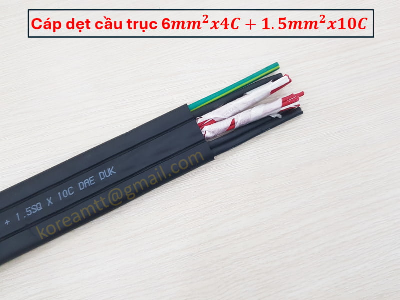 Dây cáp dẹt 6SQx4C+1.5SQx10C