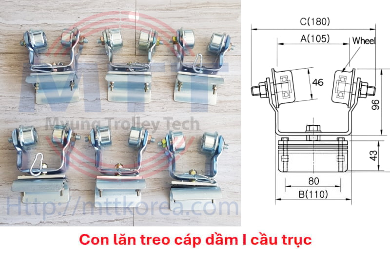 Công ty TNHH MTT Hàn Quốc Con lăn treo cáp điện I 75 Công ty TNHH MTT Hàn Quốc Con lăn treo cáp điện I 75